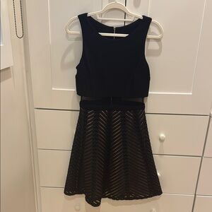 Betsy & Adam Black Midi Dress with Baby Pink Sheath